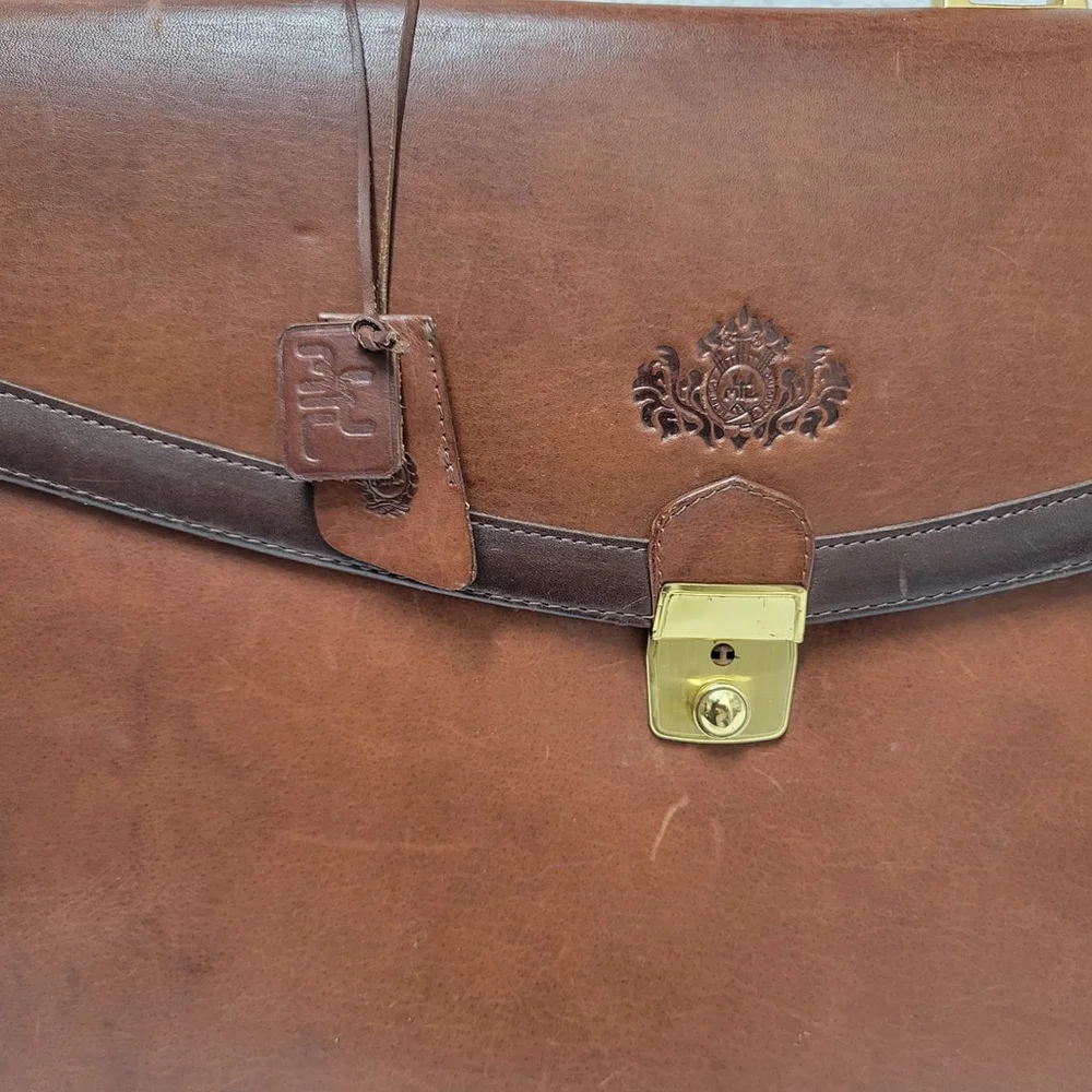 Unbranded Handmade Expandable 3-Compartments Genuine Leather Vintage Briefcase